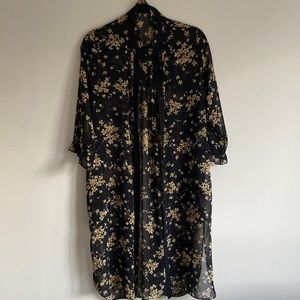 Black Floral Kimono Cardigan